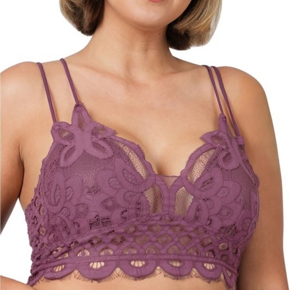 Plus Size Lace Bralette In Eggplant